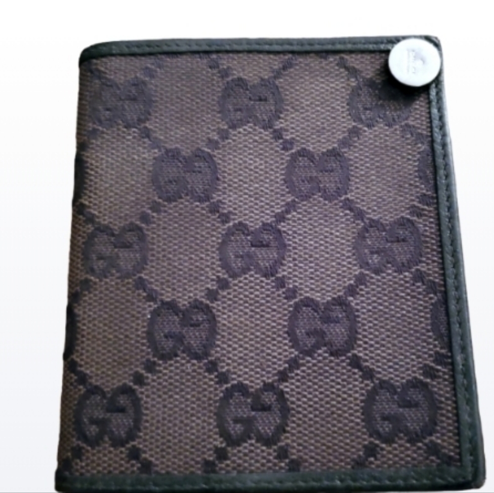 Gucci black canvas monogram Men's Wallet With 2 swivel inserts